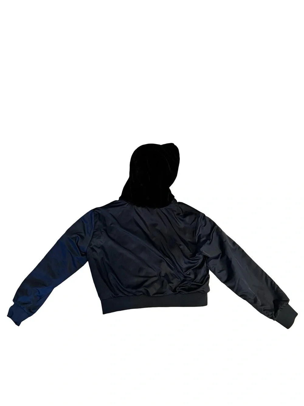 Faux Fur Lined Hooded Bomber Jacket | Navy Women’s L